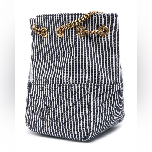 Saint Laurent Mini Joe Sailstripe Canvas Bucket Bag - Picture 4 of 6